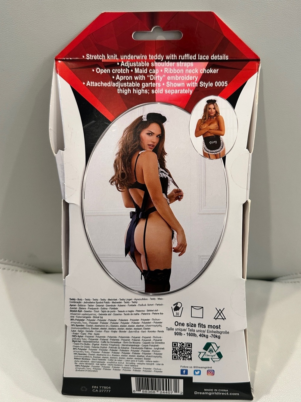 Dreamgirl Black and White French Maid Chemise Costume - Picture 2 of 2